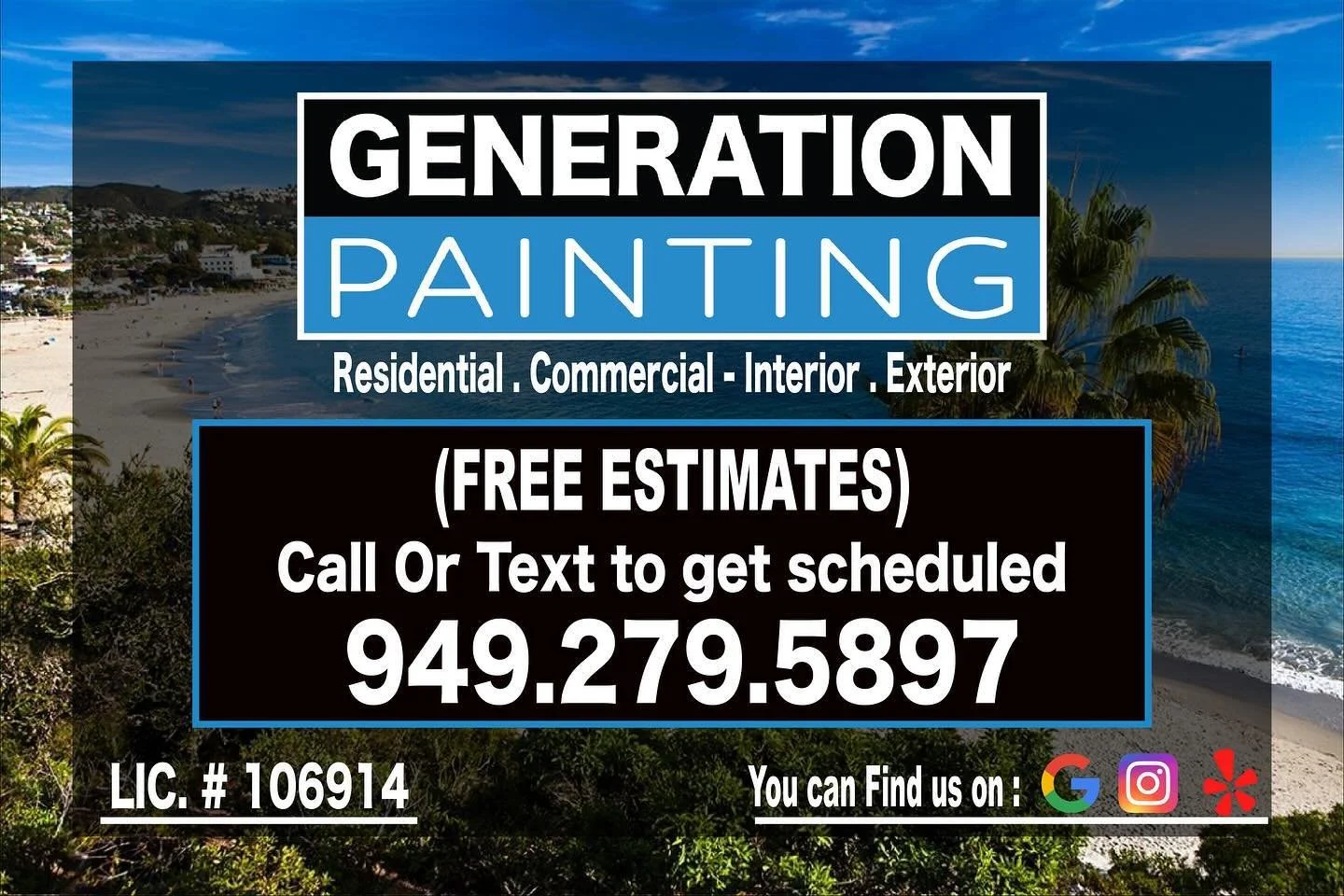 Contact &amp; Info Board. GENERATION PAINTING 🎨 

#interiorpainting #exteriorpainting #inlandempire #orangecounty #painter #contractor #housedesign