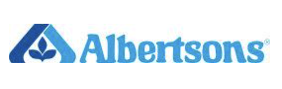 Albertsons logo with a blue mountain-like symbol and the name Albertsons in blue text.