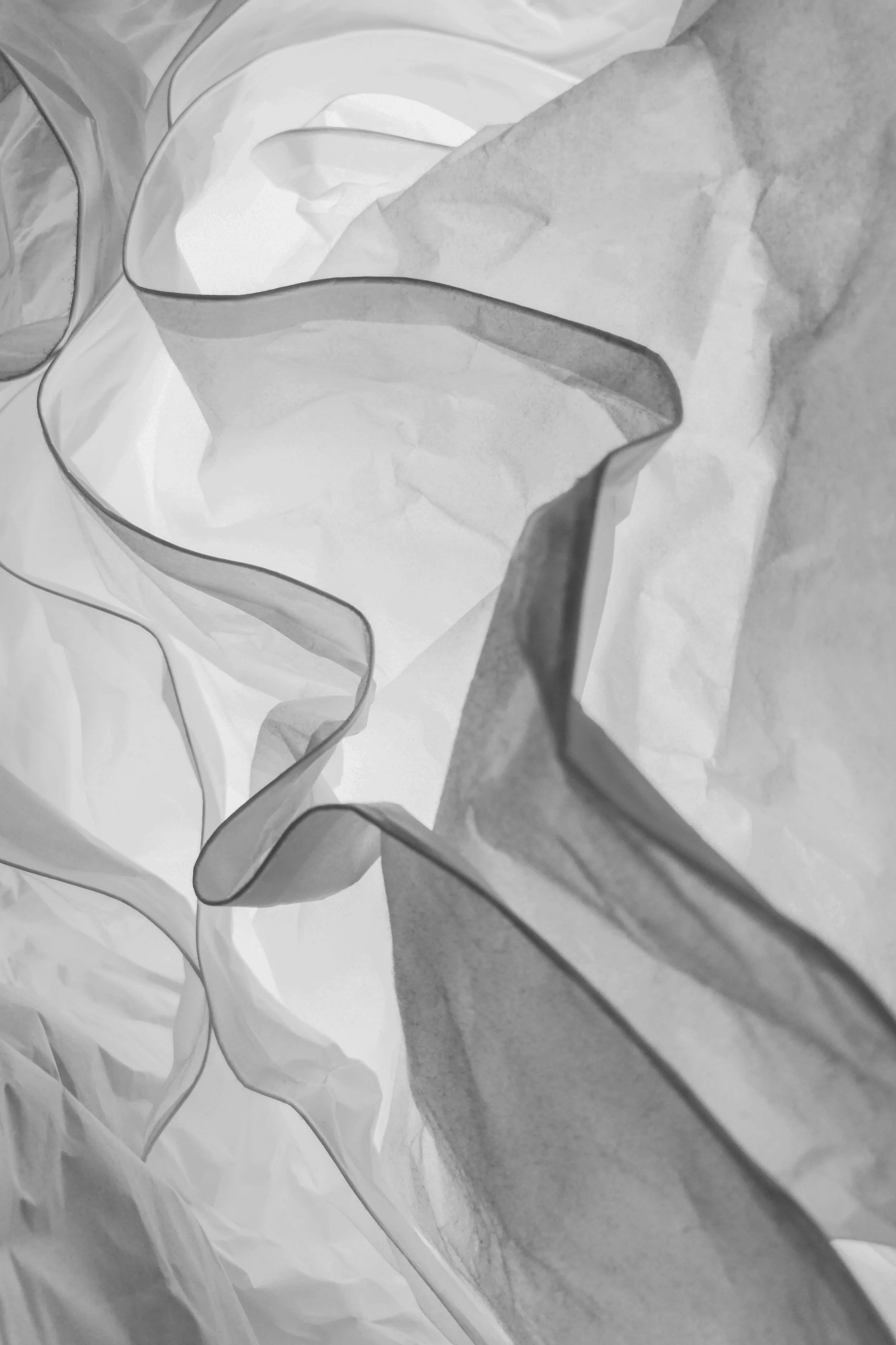 Black and white close-up of flowing fabric blowing in the wind — Colorado women's self-love portrait and embodiment photographer Anna Hudson