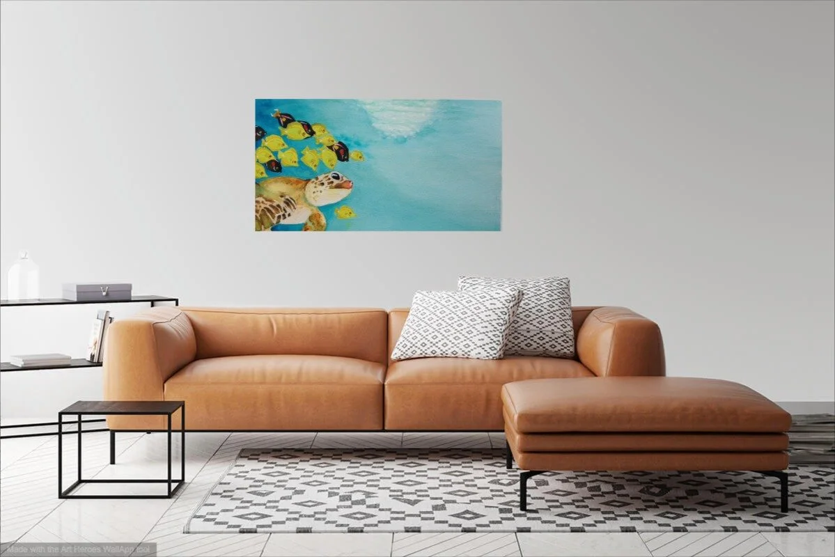 Sea Turtle with Fish
