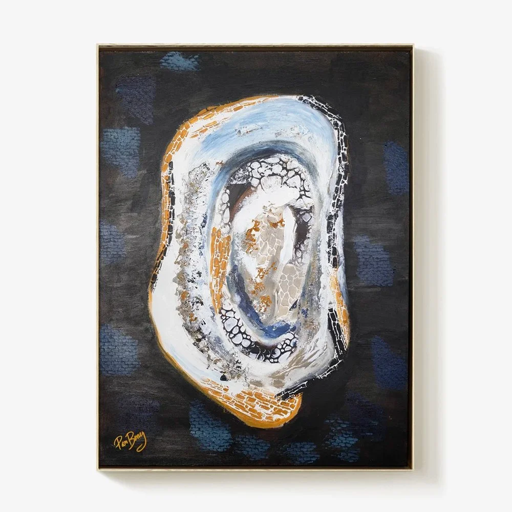 Architectural Oyster on Blue-Framed