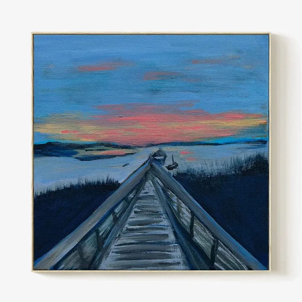 Dock at Dusk-Framed