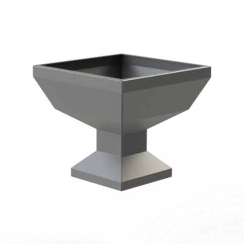 Vaso a calice moderno Keystone by Metaflor in metallo grigio, fioriera alta dal design geometrico per ingressi eleganti e giardini formali.