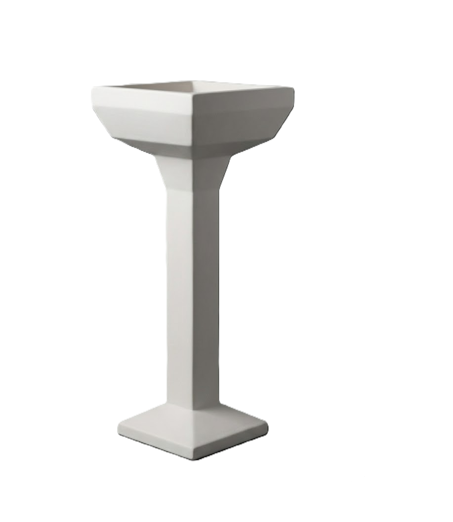 Elemento architettonico verticale finitura bianca Pylon, fioriera a totem per interior design e allestimenti spazi ristretti.