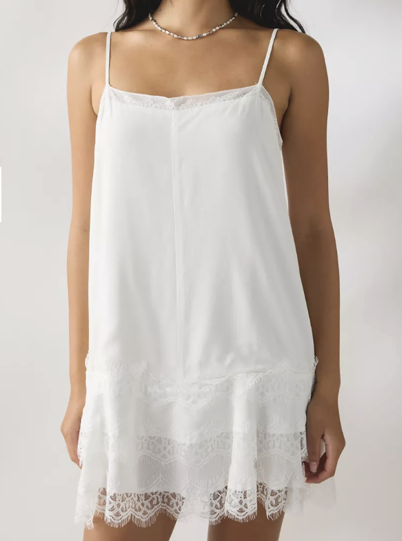 white lace mini dress