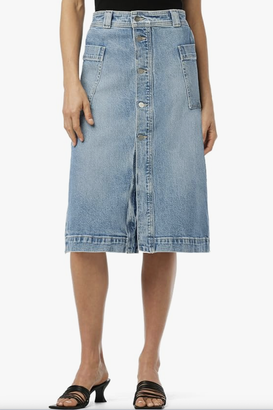 denim button front skirt