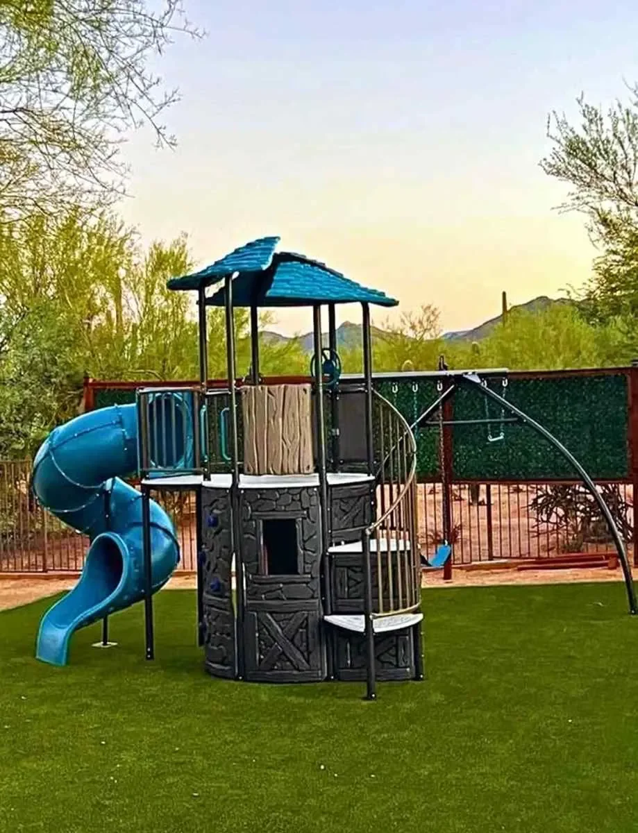 Professional installation of a Lifetime Adventure Castle swing set in Phoenix by Helping Hands Household Solutions – trusted local assembly team and movers.