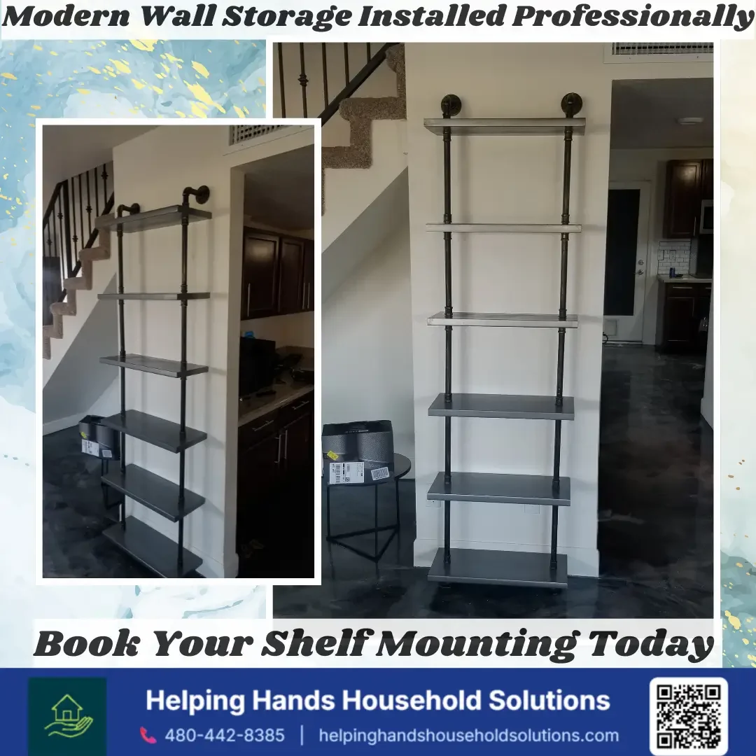 Shelf Installation Phoenix | Floating Shelves, Garage Shelving, Overhead Garage Storage & Wall Shelf Mounting:

Looking for a professional handyman for shelf installation near you? We are Phoenix's go-to experts for floating shelf installation, wall 
