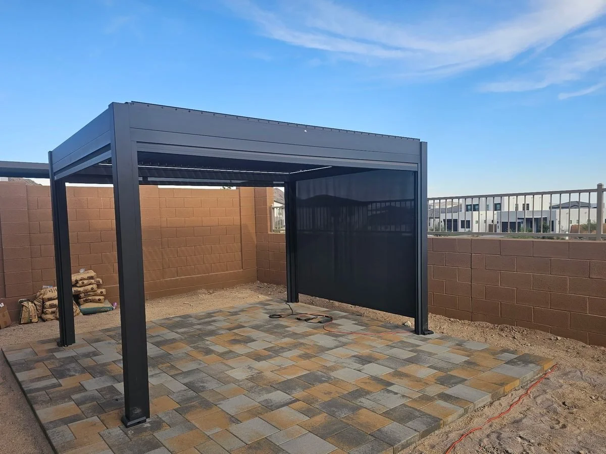 Finished pergola installed on a paver patio in Phoenix AZ