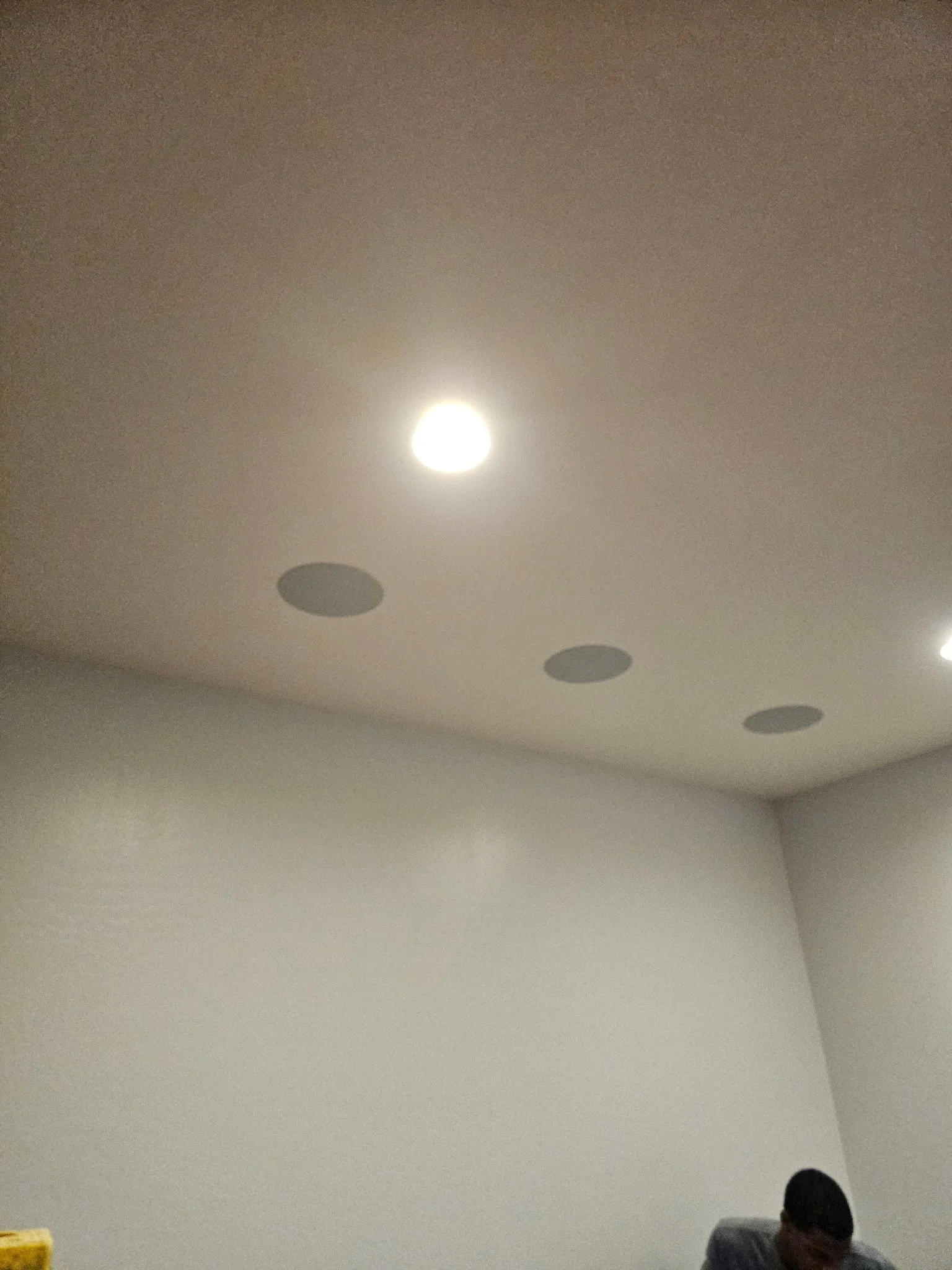 Klipsch pre‑wired ceiling speakers installed in a Happy Valley game room for immersive surround sound and reliable audio performance.