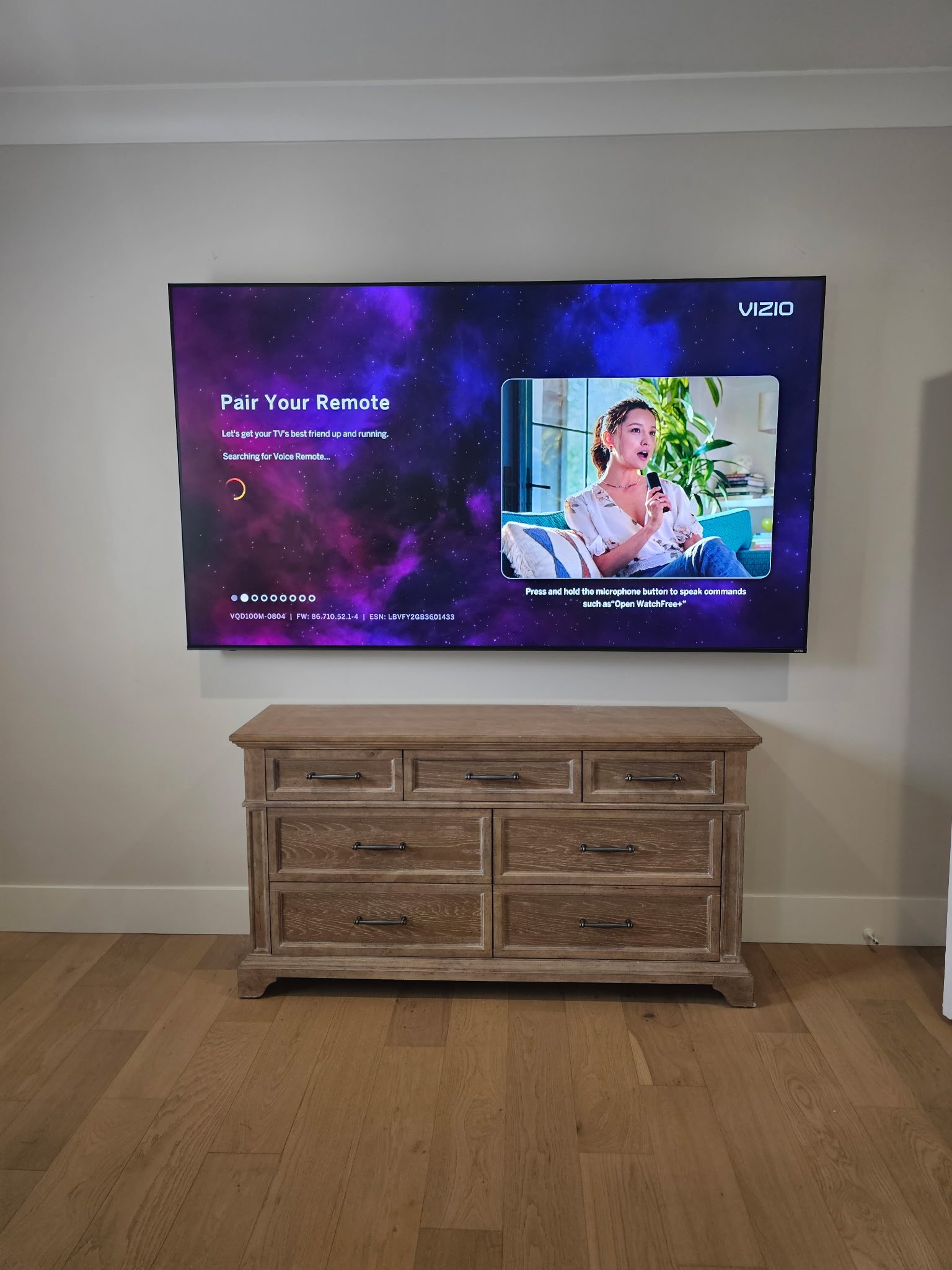 100-inch TV wall mount installation in a Phoenix, AZ living room by Helping Hands Household Solutions