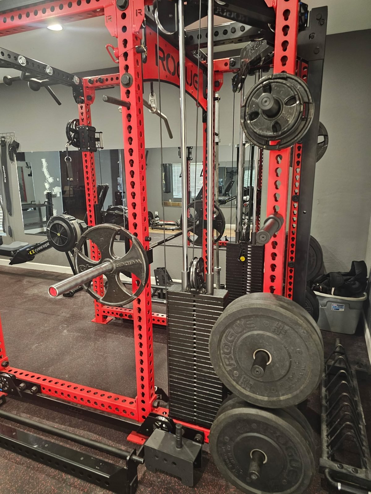 Assembled cable rack with weight stacks in a Scottsdale home gym
