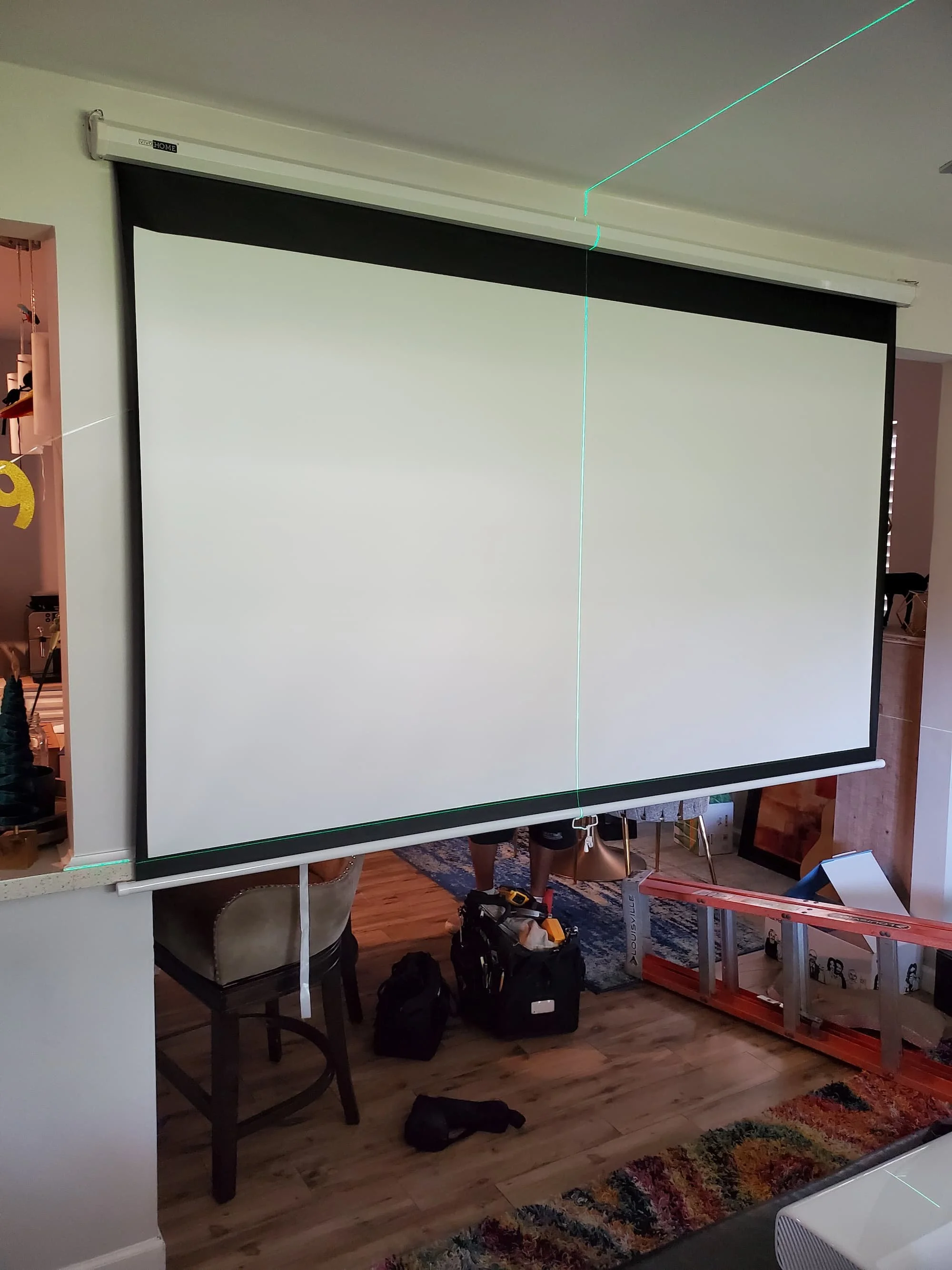 Motorized projector screen installation for a home theater in Phoenix, AZ