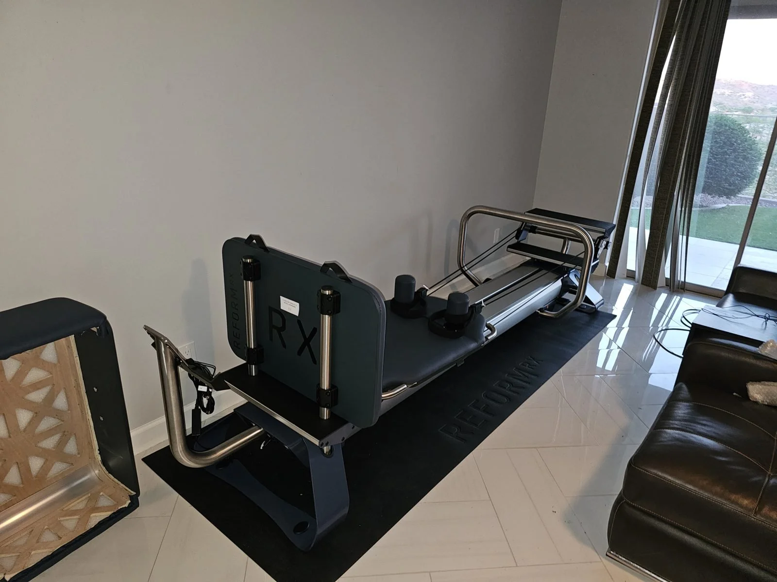 Pilates reformer machine assembled in a Phoenix Valley home