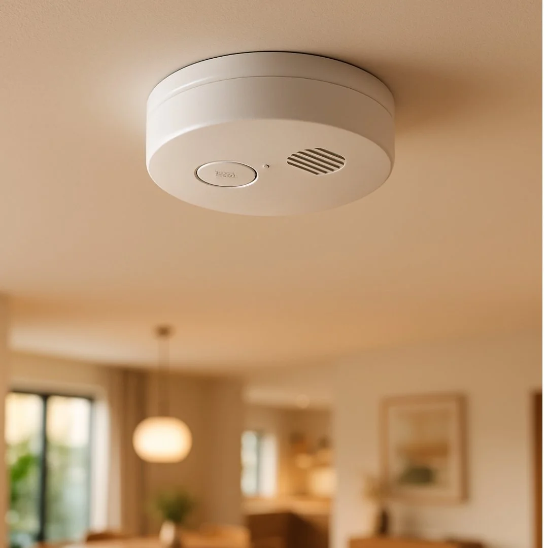 handyman installed smoke detector in living room in phoenix home