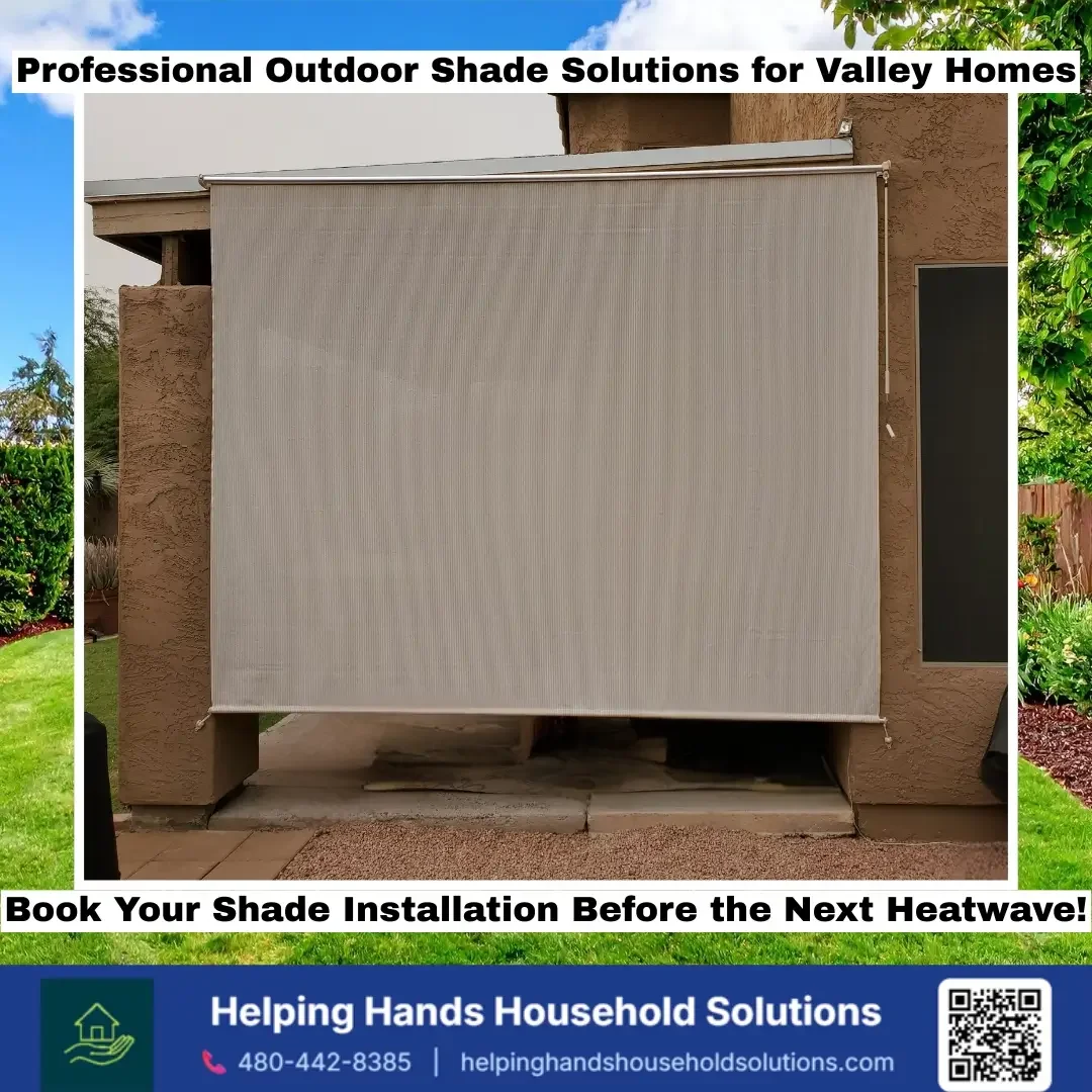 Outdoor Patio Shade Installation Phoenix | Motorized & Retractable Patio Shades, Exterior & UV Protection Shades:

Searching for outdoor patio shade installation near you? When Phoenix summers hit 115°, your outdoor space shouldn't be off limits. We 