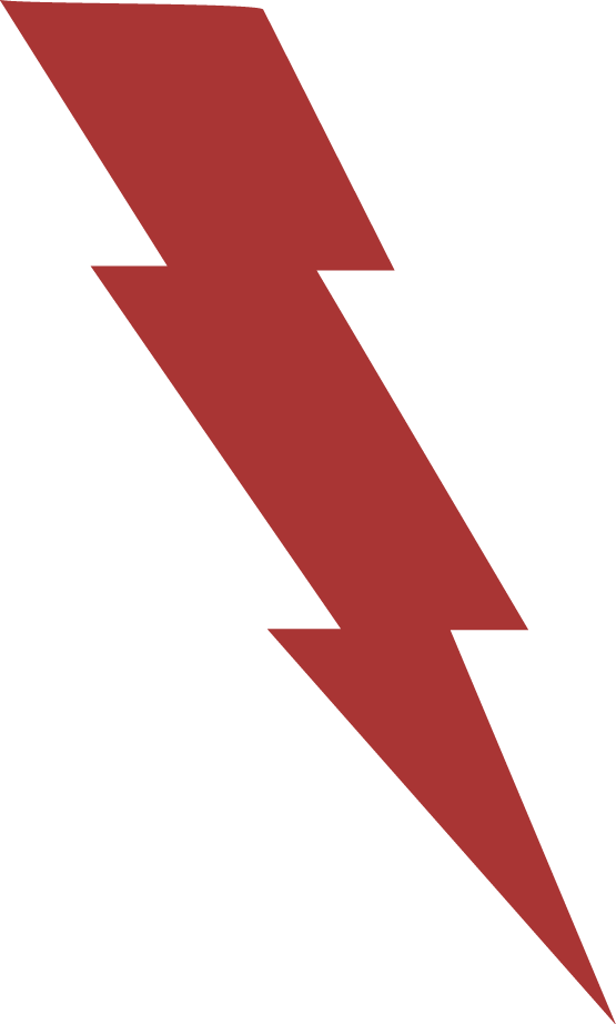 A large, stylized red lightning bolt symbol on a black background.