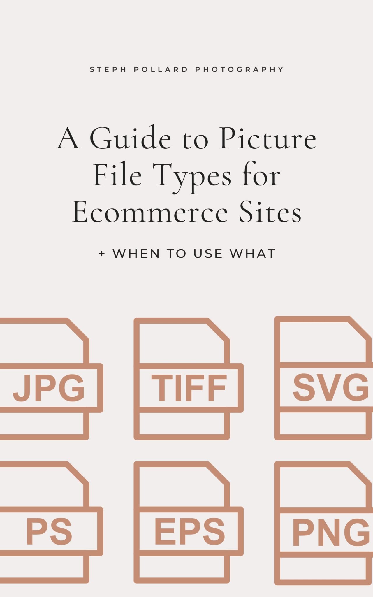 A test-based image that says "A Guide to Picture File Types for Ecommerce Sites" with file icons below it