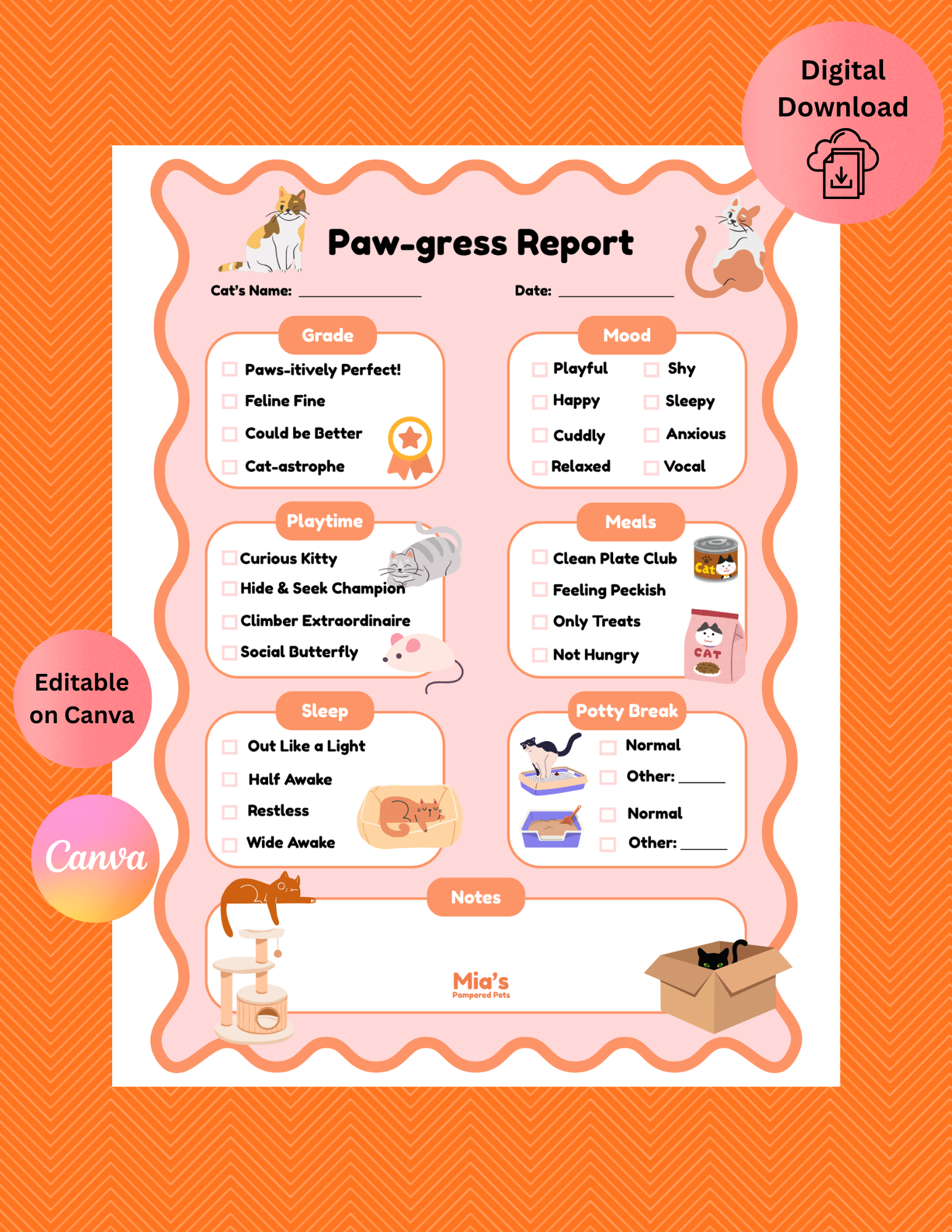 Cat Report Card Template