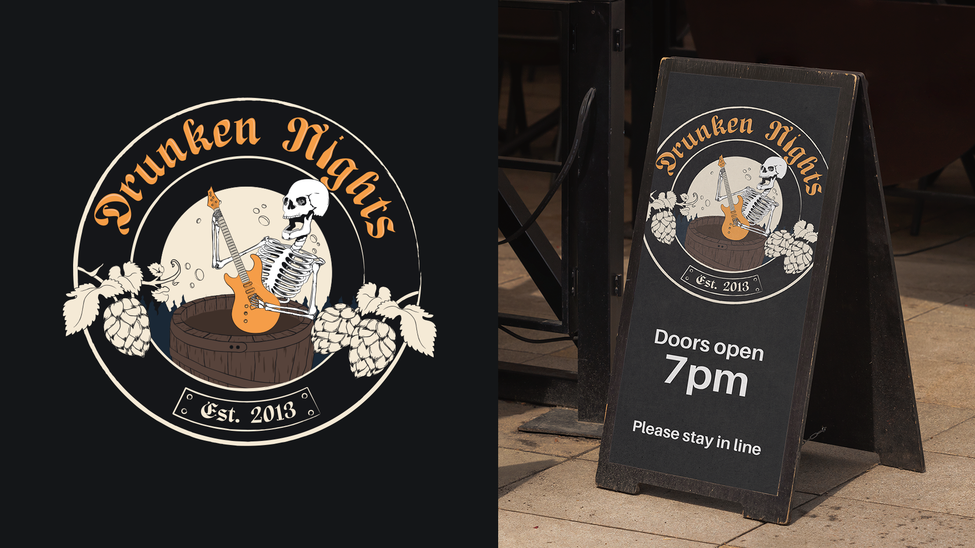 Drunken Nights Logo Design