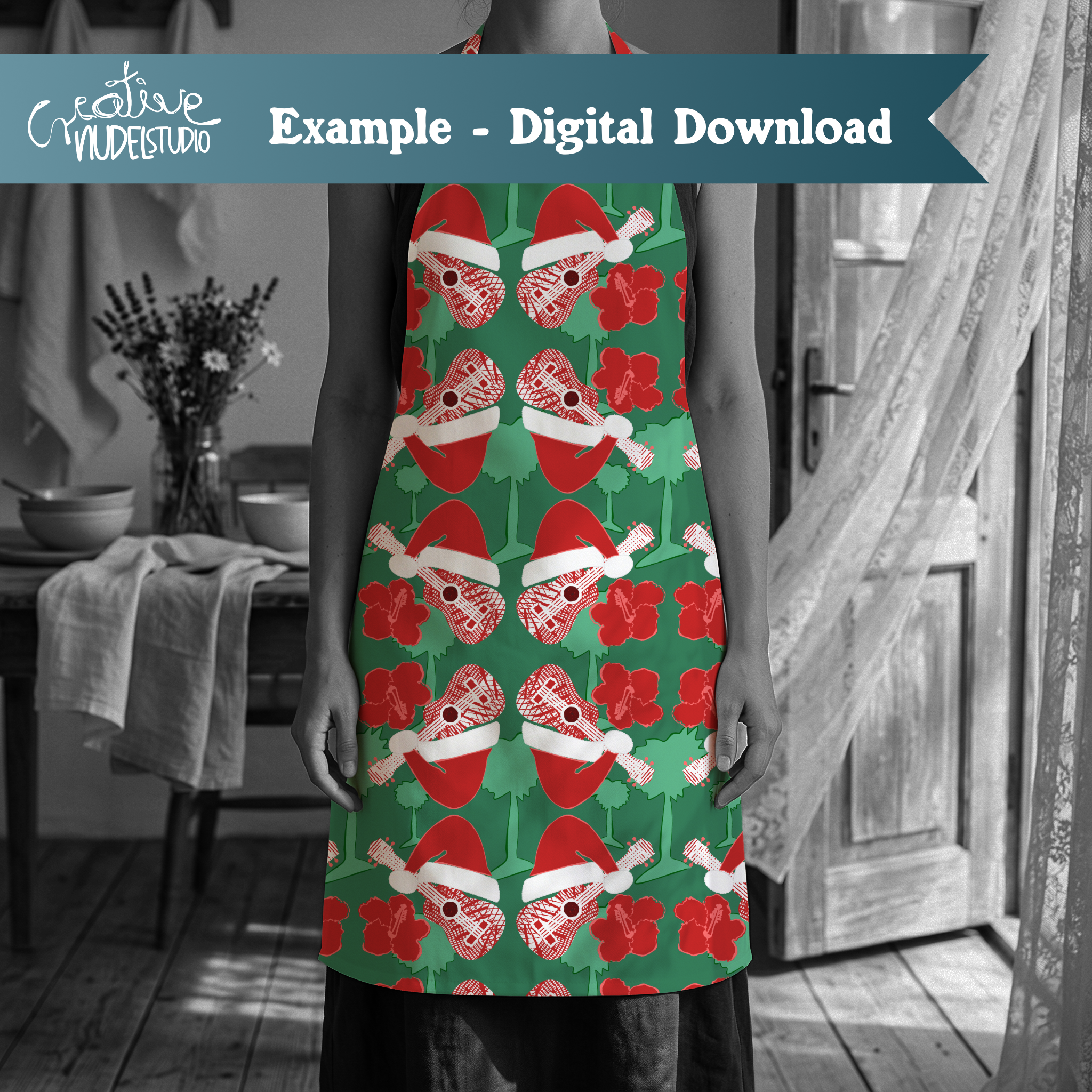 000016 - apron Hawaiian Ukulele Christmas.png