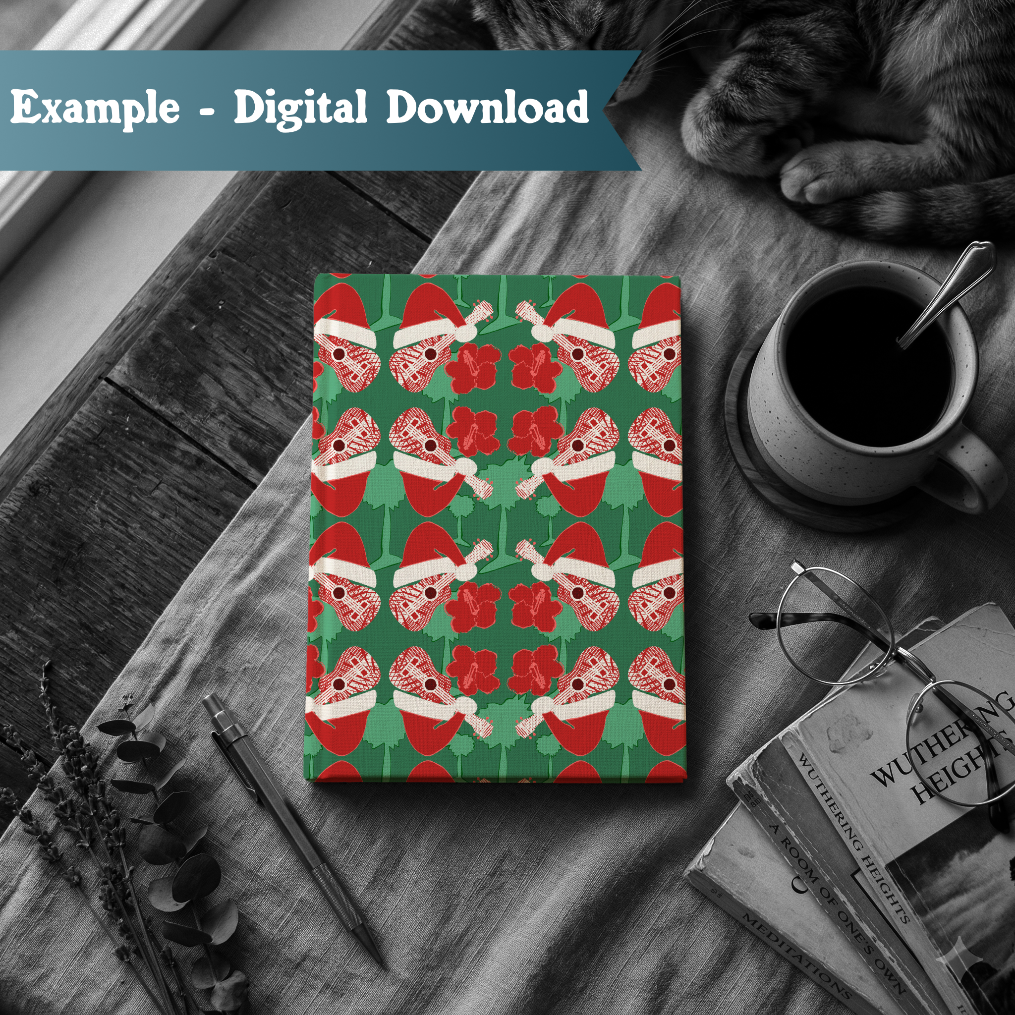 000024 - Book with Cat Hawaiian Ukulele Christmas.png