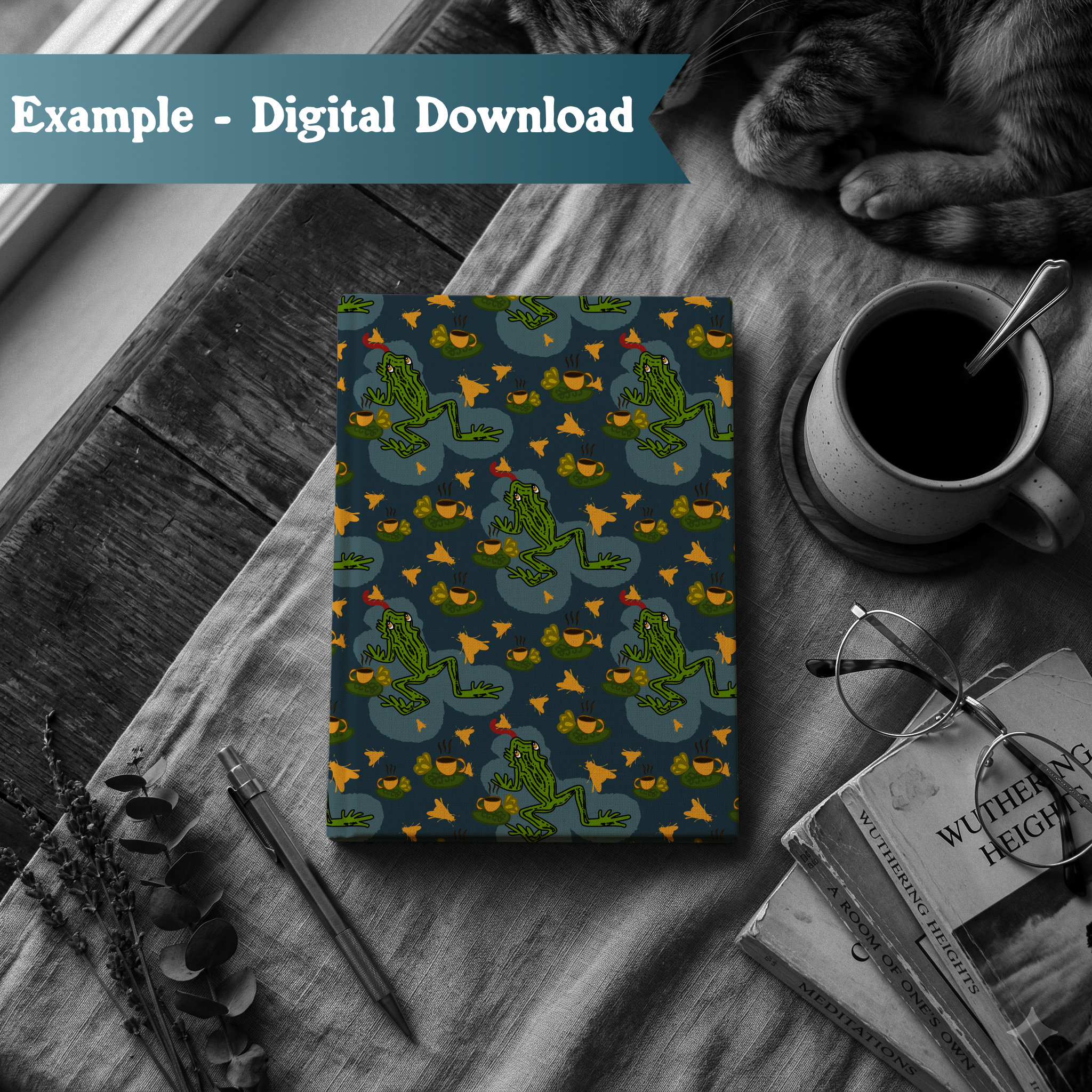 000024 - Book with Cat Coffee Frog.png