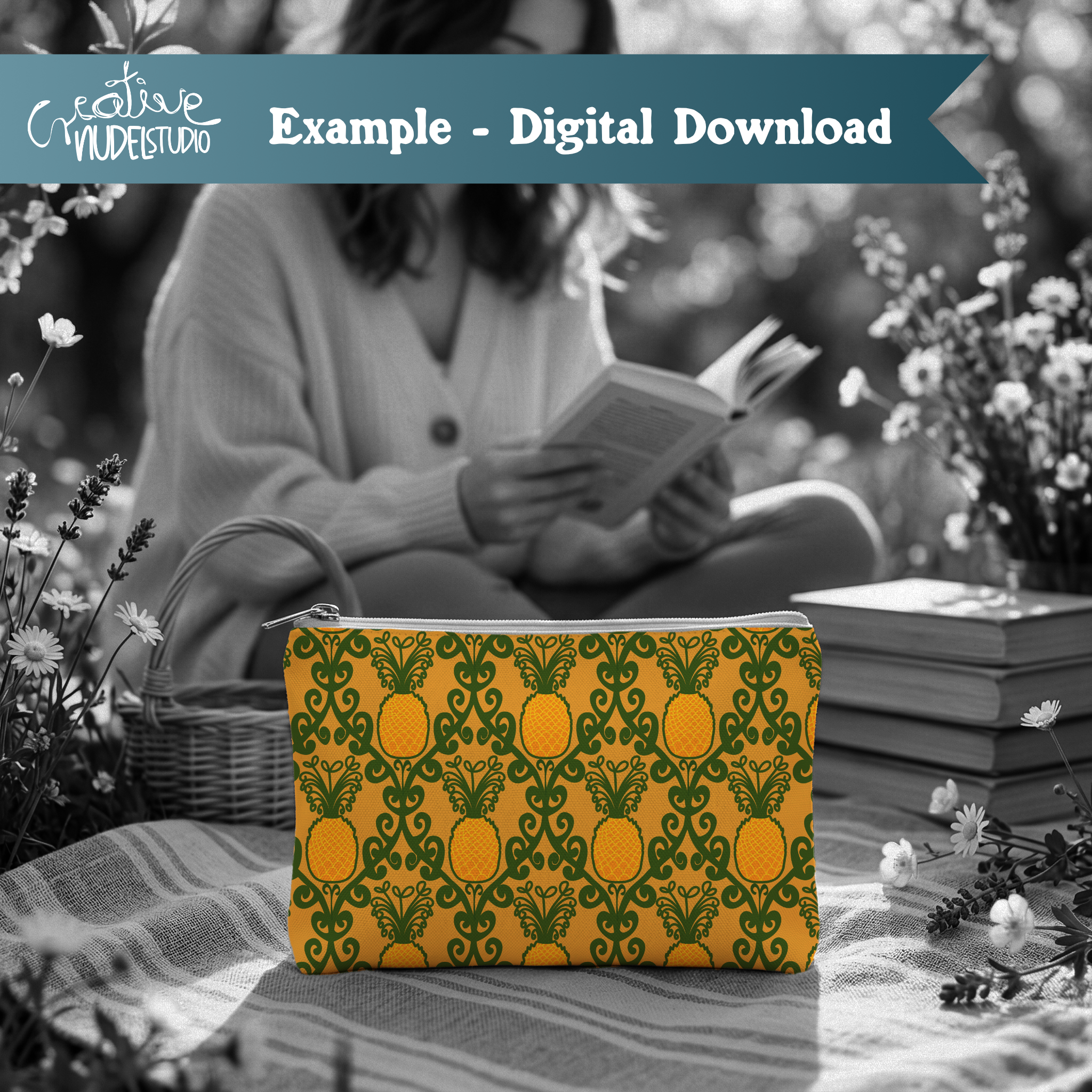 000006 - Picnic Zipper Pouch Happy Swirly Pineapple.png