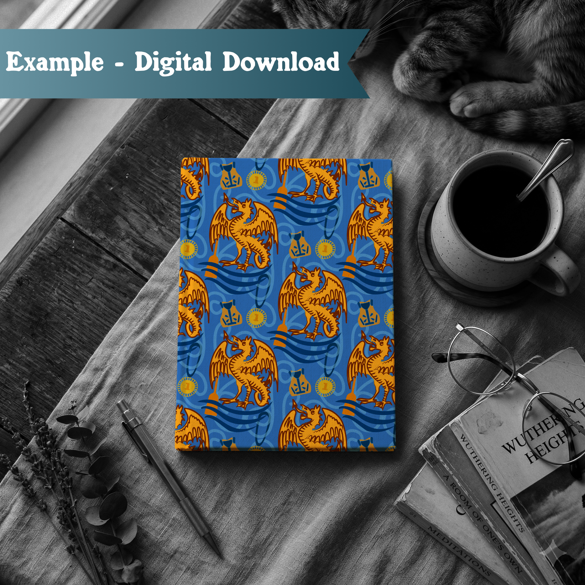 000024 - Book with Cat Coffee Frog.png