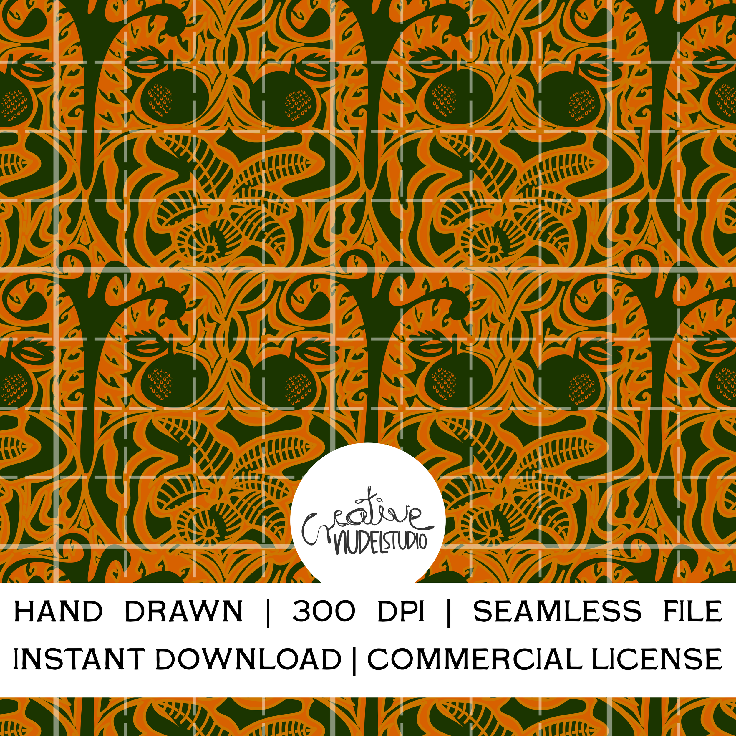 Woodland Fruit Orange on Green Branded Large Scale.png