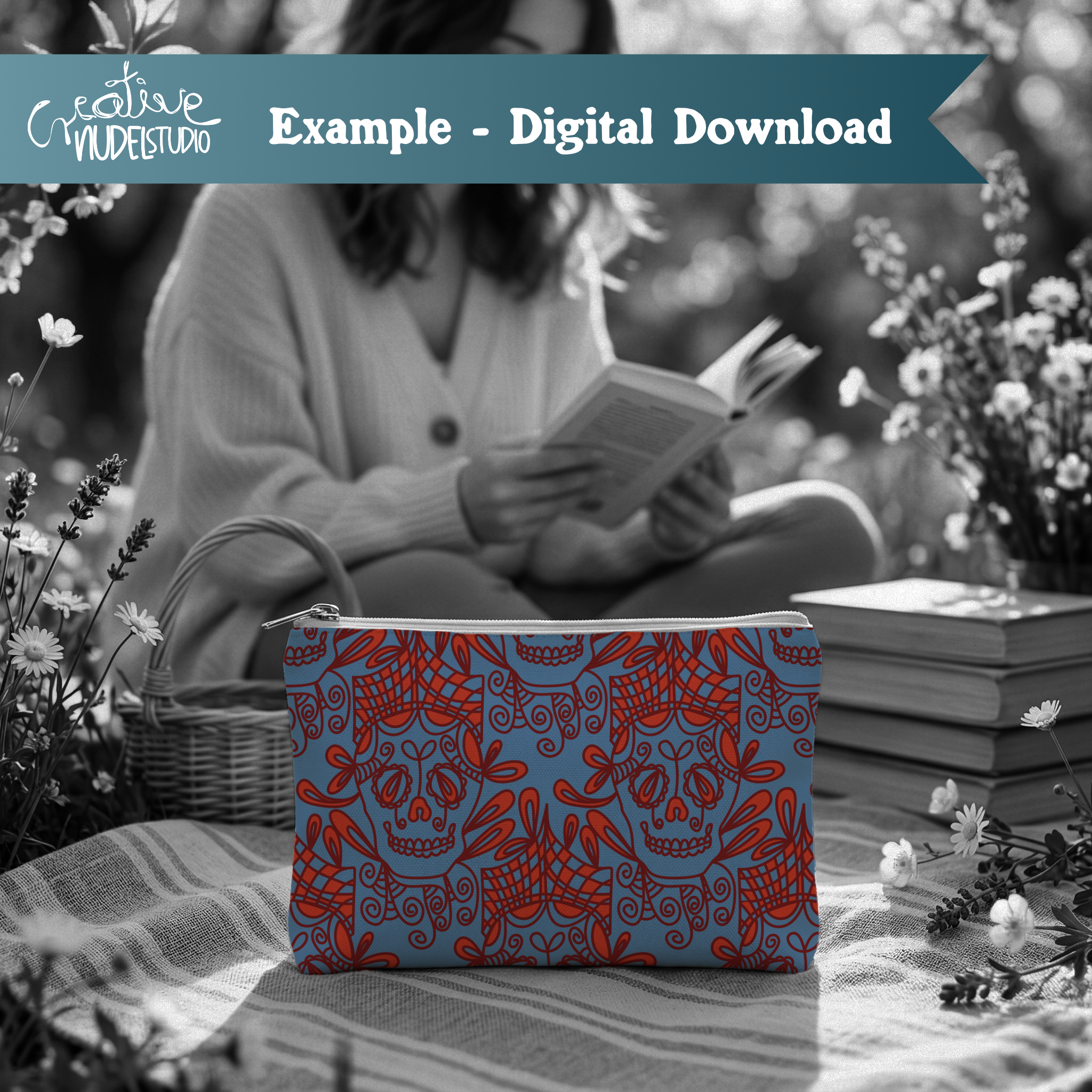 000006 - Picnic Zipper Pouch Botanical Skull.png