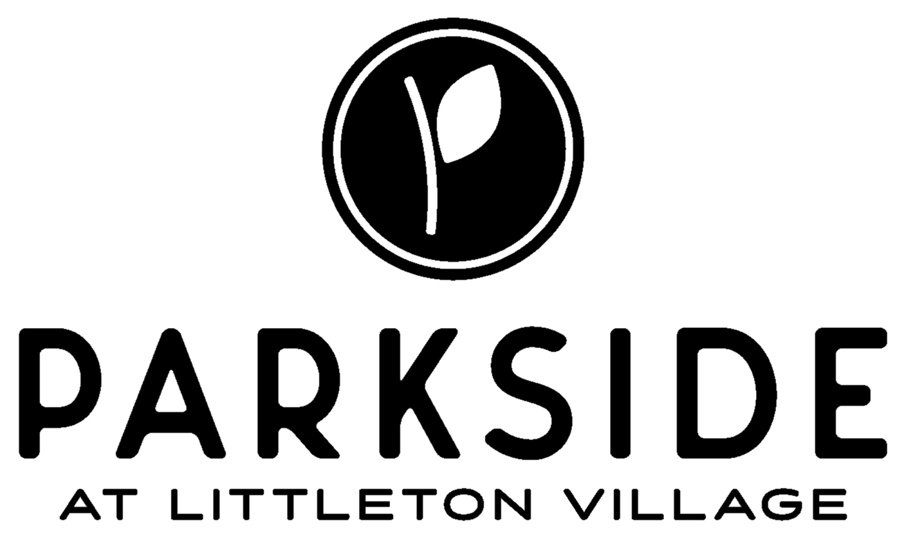 Logo for Parkside at Littleton Village with a bicycle and leaf icon.