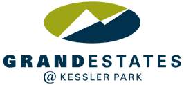Grand Estates logo with stylized mountain and oval design