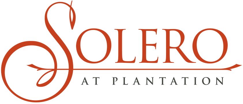 Logo for Solero at Plantation, with stylized text and decorative elements.