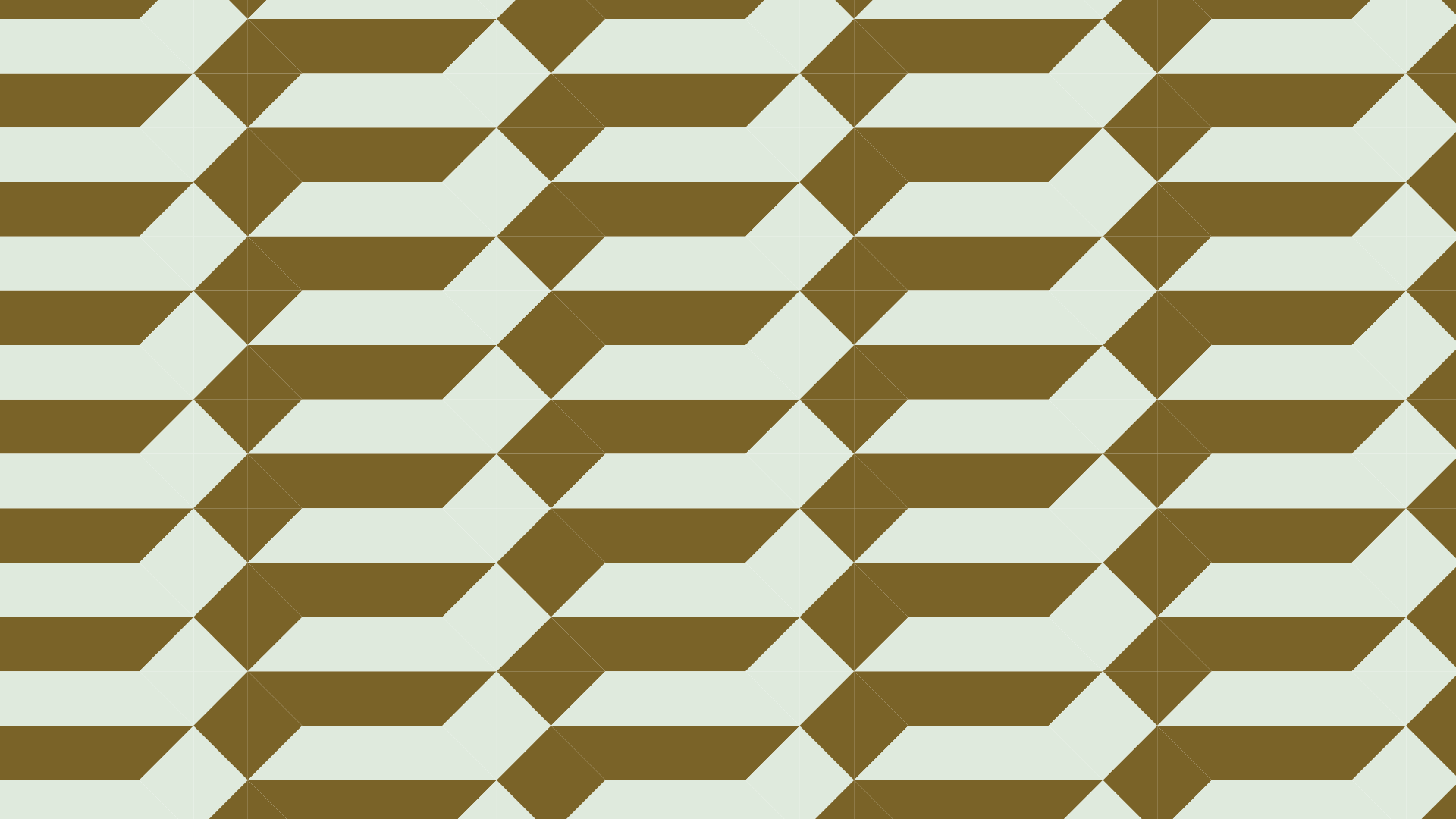 A geometric pattern of interlocking chevrons in shades of olive green and light cream, creating a repeating diamond-shaped design.