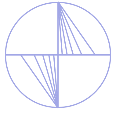 An abstract outline icon with diagonal lines within a circle shape.