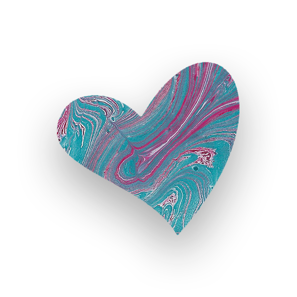 Marbled heart shape on a black background.
