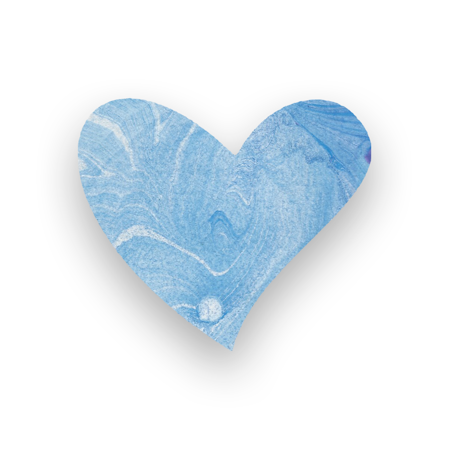 A blue heart-shaped object with a textured surface on a black background.