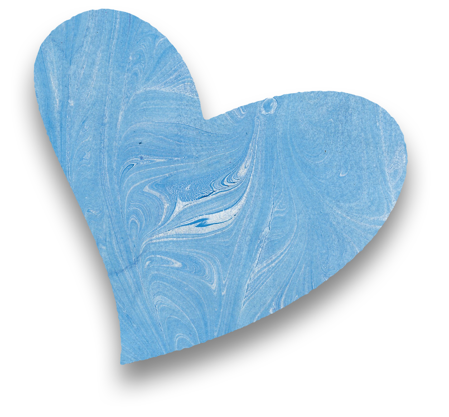 Blue marble-patterned heart shape on a black background.