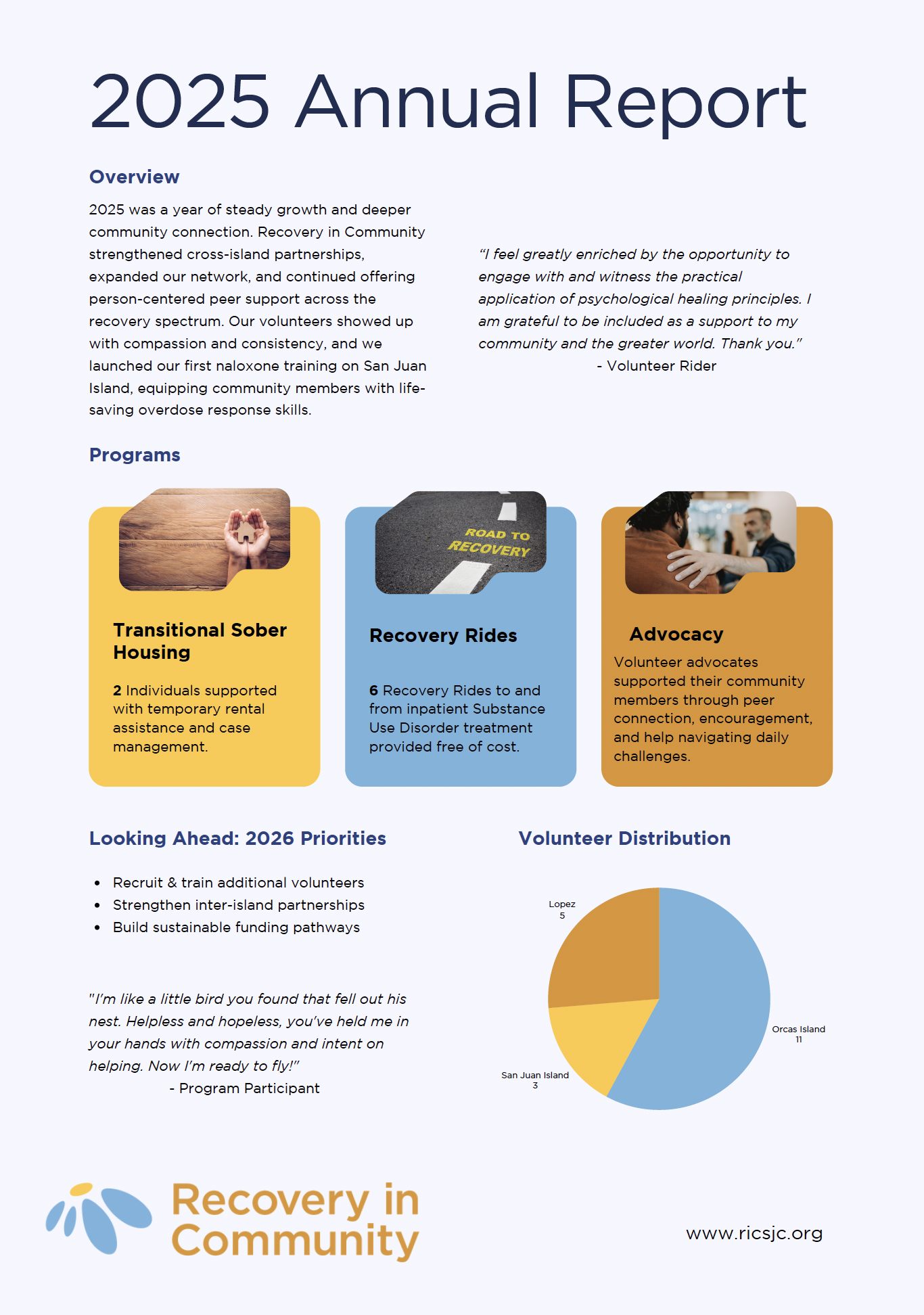 Image of PDF annual report from 2025 with mostly text, pie chart and RIC logo