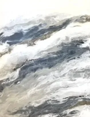  Flow Time Stood Still Encaustic on panel in custom stained floater frame, 48" x 36", $4275  INQUIRE 