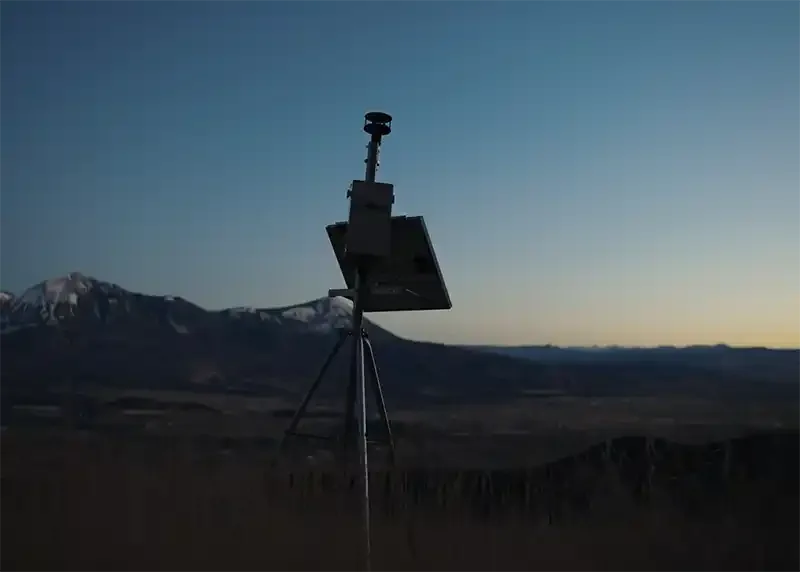 Field instrument recording methane flow at mine restoration site