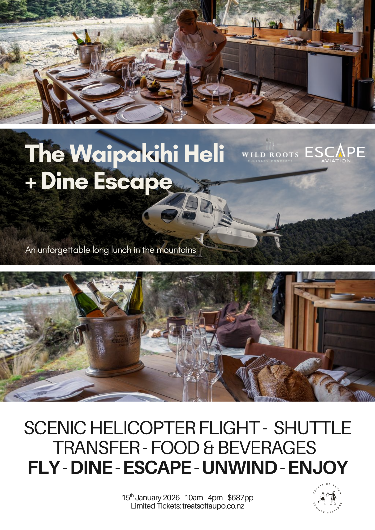 The Waipakihi Heli + Dine Escape