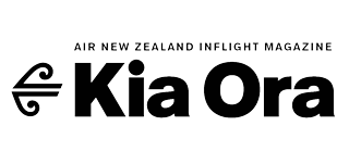 Logo of Air New Zealand Inflight Magazine titled 'Kia Ora' in bold text