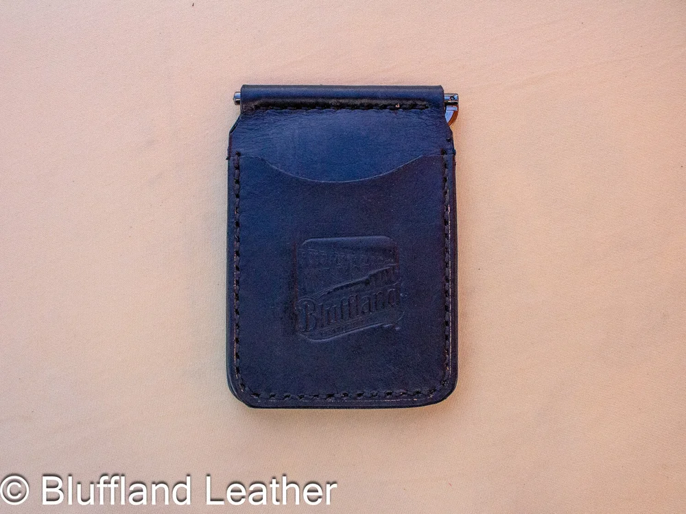 Handmade Leather Money Clip Black, Minimalist Veg Tan Wallet, Hand Stitched Money Holder, Groomsmen Gift for Him
