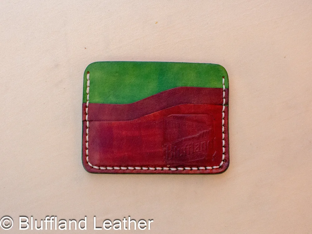 5 Card Leather Wallet Green, Handmade Minimalist Card Holder, Veg Tan Leather Front Pocket Wallet, Hand Stitched