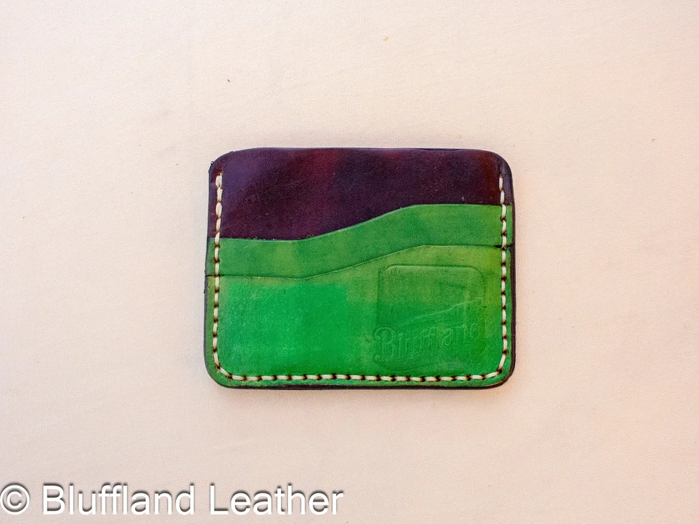 5 Card Leather Wallet Dark Brown Green, Handmade Minimalist Card Holder, Veg Tan Front Pocket Wallet