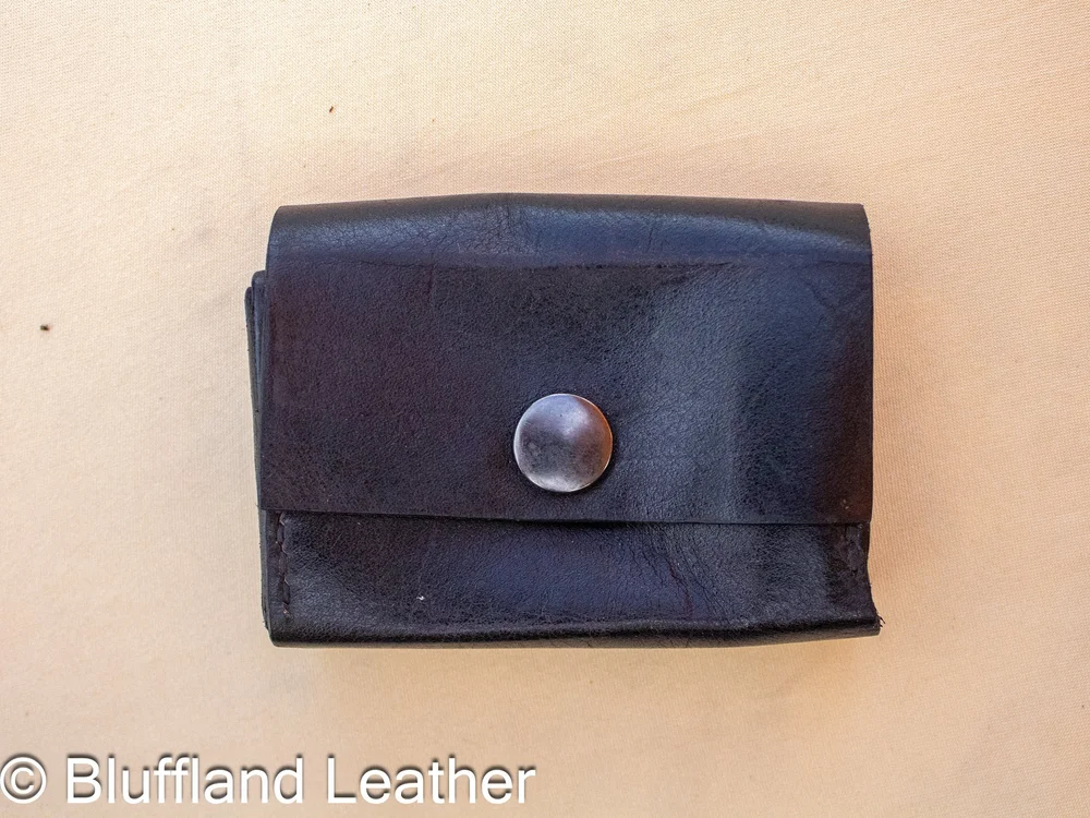 Handmade Leather Card Wallet Black, 10 Card Minimalist Front Pocket Wallet, Hand Stitched, Groomsmen Gift for Him