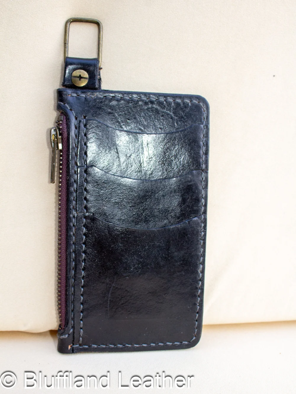 Handmade Leather Card Wallet Black, 4 Card Minimalist Front Pocket Wallet, Hand Stitched, Groomsmen Gift for Him