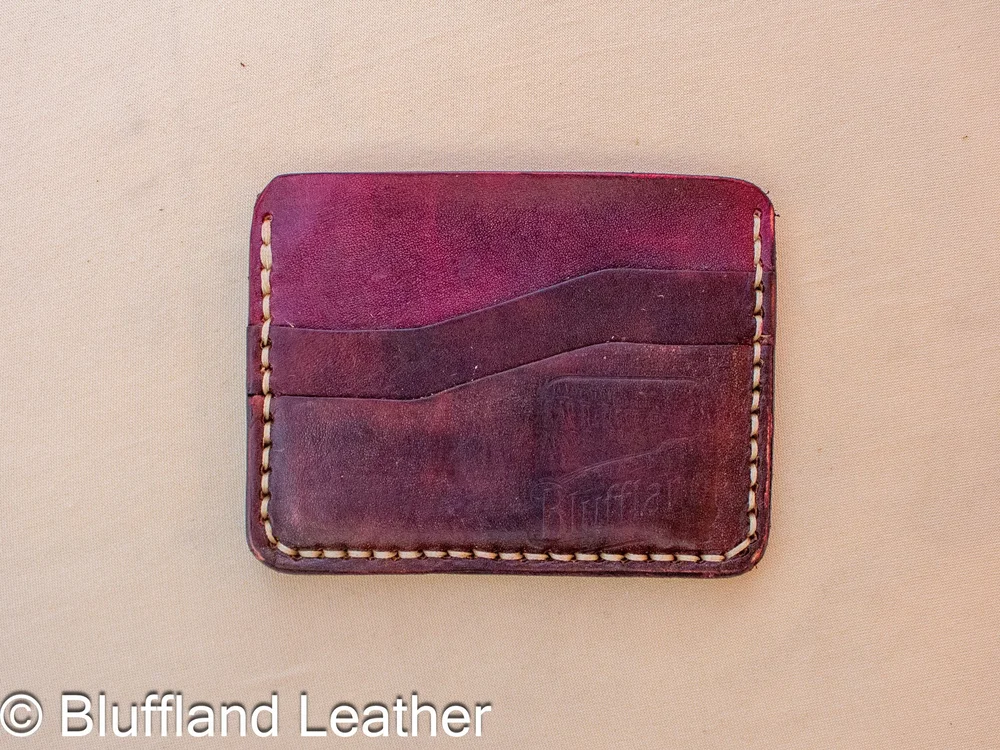 Handmade Leather Card Wallet Oxblood, 5 Card Minimalist Front Pocket Wallet, Hand Stitched, Groomsmen Gift for Him